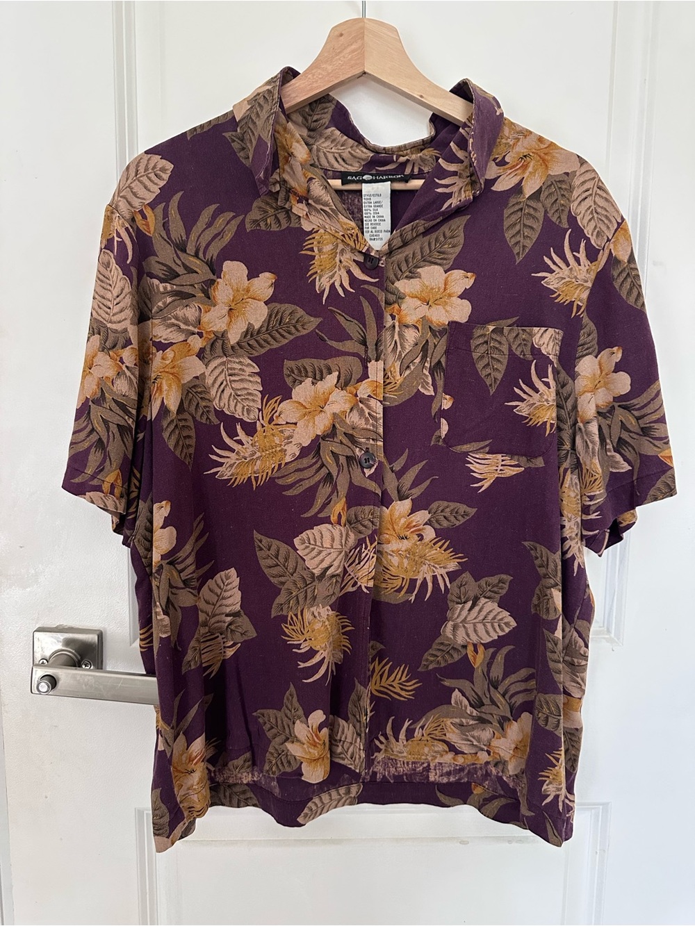 Purple Floral Hawaiian Short-Sleeve Button-Up Shirt